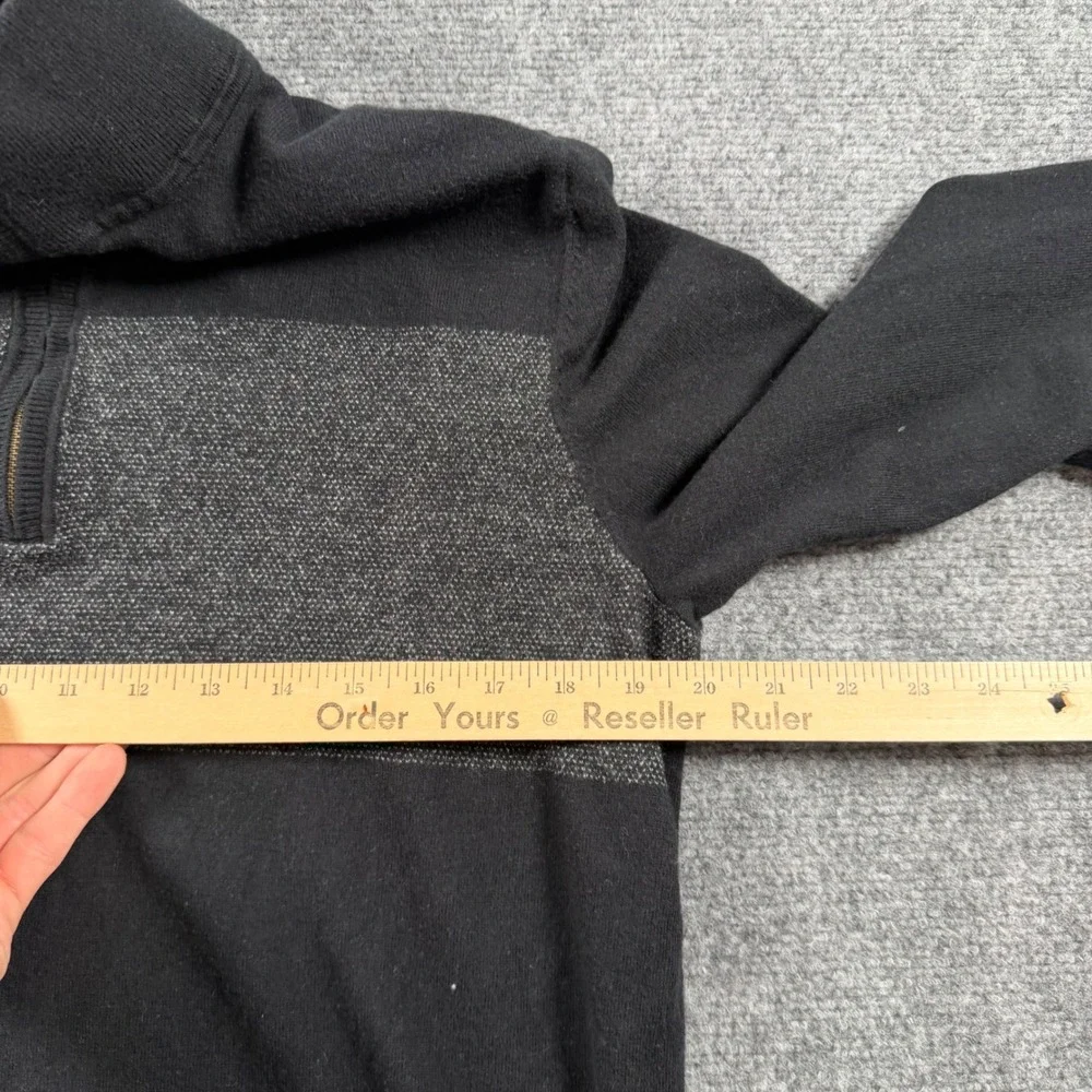 Banana Republic Quarter Zip Sweater Mens L Black Cashmere Pima Cotton Pullover